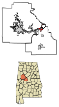 Bibb County and Tuscaloosa County Alabama Incorporated and Unincorporated areas Woodstock Highlighted 0183640